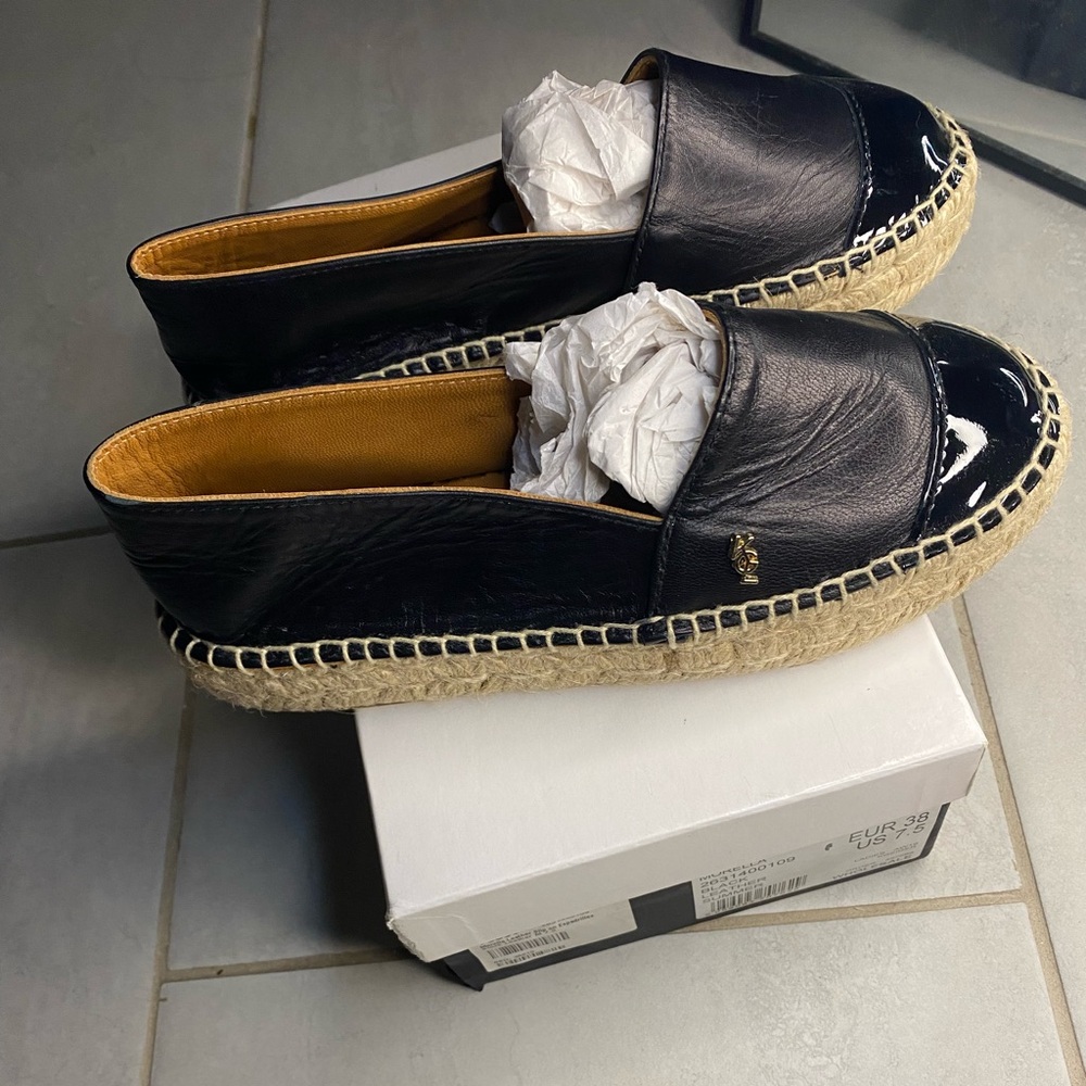 New Kurt Geiger Morella Black Leather Platform Espadrille Flats  38M - Picture 12 of 15